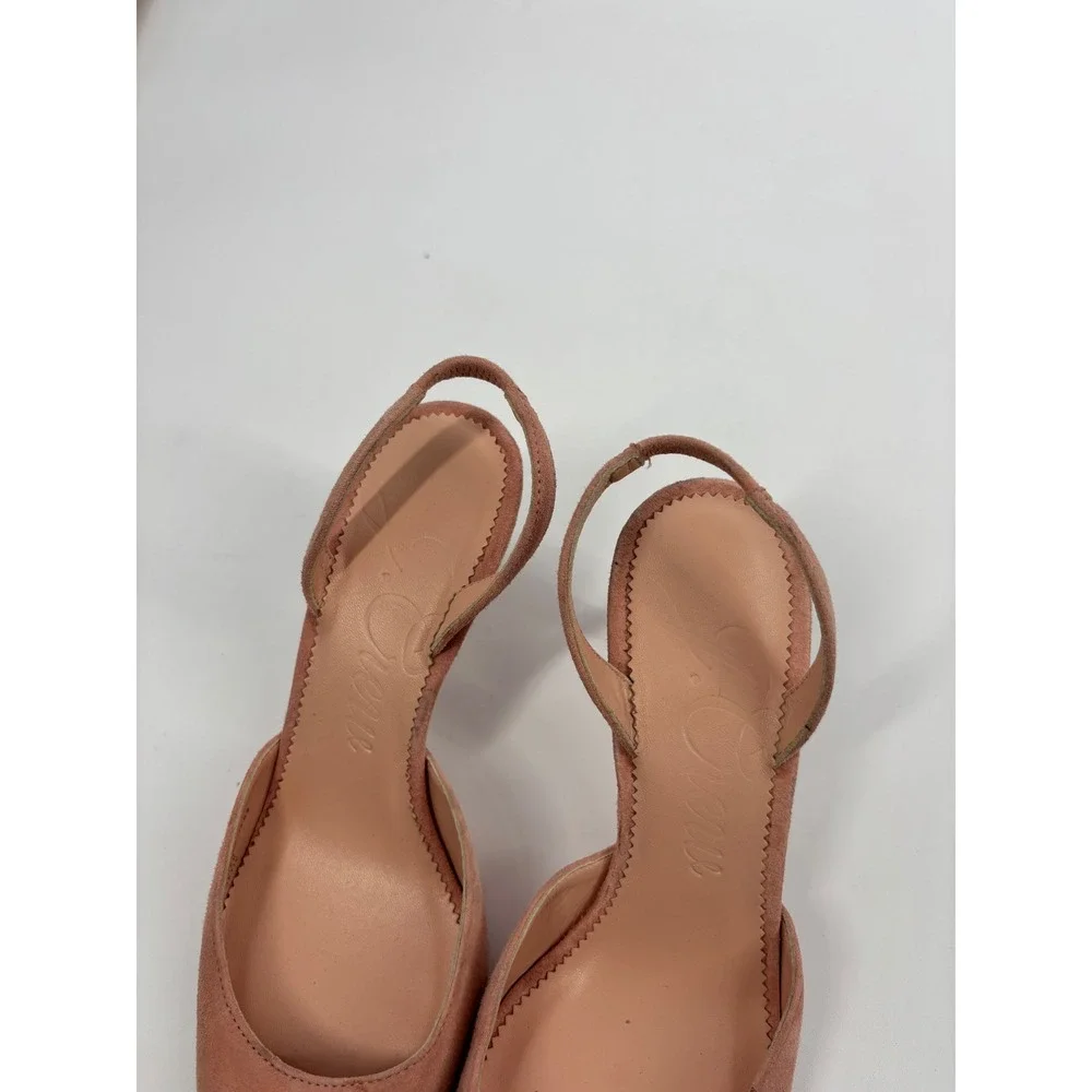 J.Crew Slingback Pumps Womens 5 Rose Pink Suede Kitten Heel Pointed‎ Toe BA731